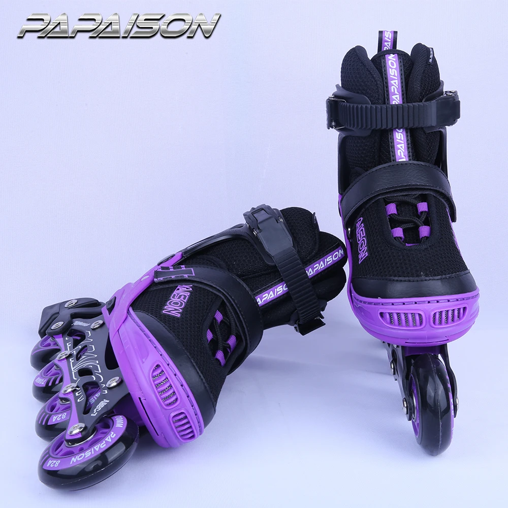 PAPAISON 4 PU LED調整可能フラッシュ安全ローラースケート