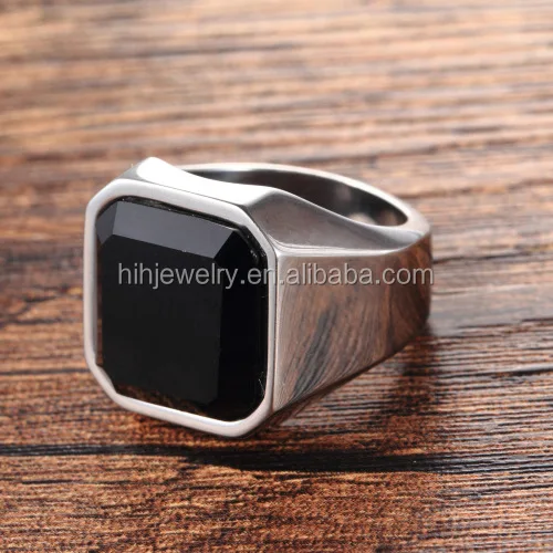 Fashion Agate Finger Jewelry Designs Single Stainless Steel Gold Plated Ring for Men