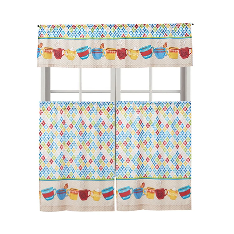 Whole High Quality 3 Pieces Set Polyester Printed Kitchen Curtains Curtain Product On Alibaba Polyester Printed Kitchen Curtains