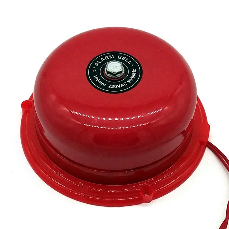 Red Iron Fire Alarm Bell 100mm 4 inch 220VAC Industry School 