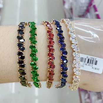 Xuping hot sale rainbow stones fashion jewelry gold plated colorful zircons women tennis bracelets