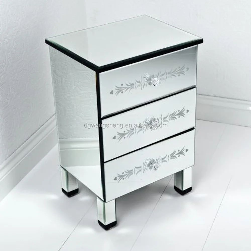 New Style Modern Bedroom Glass Nightstand With Pattern On Drawer Buy Modern Nightstand Glass Nightstand Nightstand Product On Alibaba Com