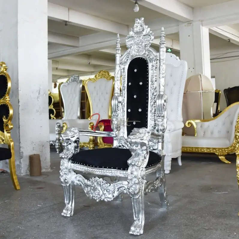 Luxury King & Queen Throne Chair Silver