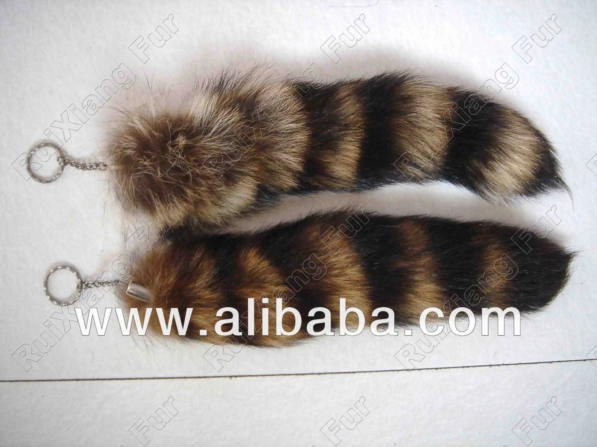 AuSable™ Fur Raccoon Tails Large with Key Chain Attached 12 Pack 