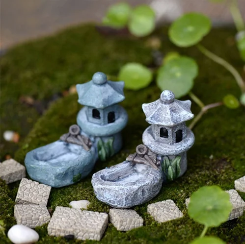 1 Piece Miniature Fairy Garden Vintage Artificial Pool Tower DIY Decoration 