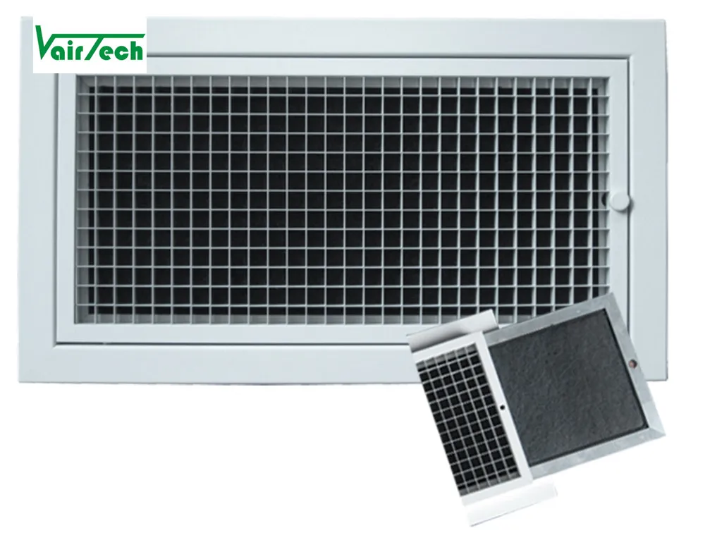 Ceiling Wall Aluminum Eggcrate Return air Grille with Hvac Activated Carbon air Filters