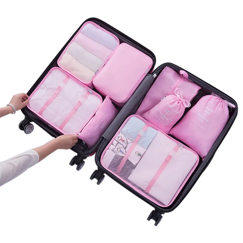 7pcs Waterproof Packing Compression Clothes Storage Bag Travel Insert Case  Set