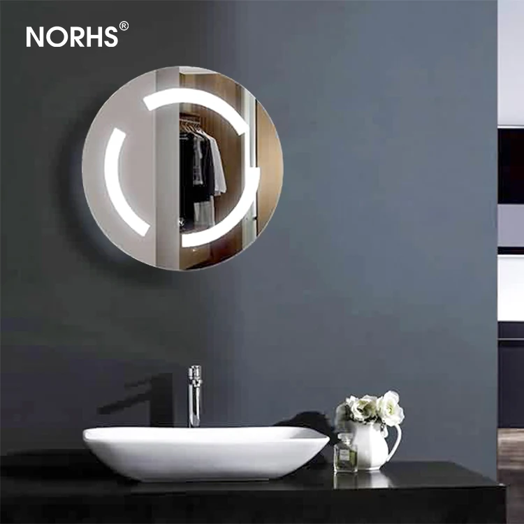 Norhs quality simplify contemporary frameless led lighted round illuminated mirrors for bathrooms wall mounted decorative