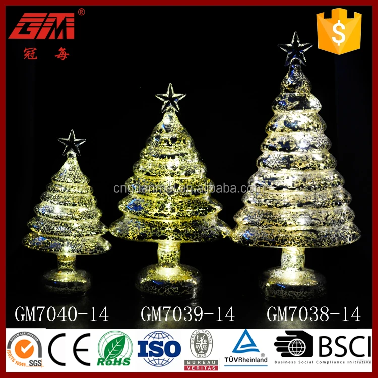 Hot sale glass christmas tree with ornaments christmas tree decoration item factory