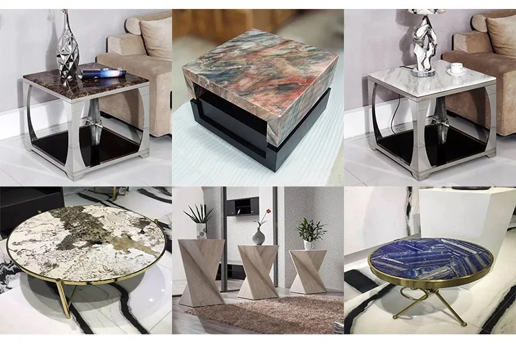 product modern italian marble rock table with light luxury creative round shape for living room sofa 1 year warranty-1