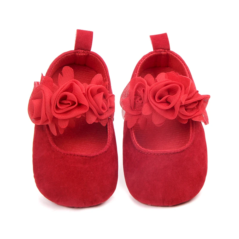 Wholesale Cheap Baby Girls Soft Sole Floral Mary Jane Flats Infant Princess Prewalkers Toddler Wedding Dress Shoes details