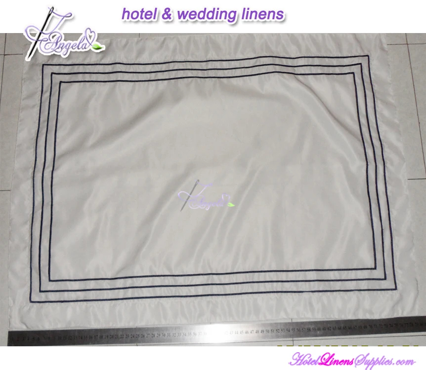 Простой белый сатин отель Оксфорд стиль пользовательского вышитые наволочка с вышивкой границы