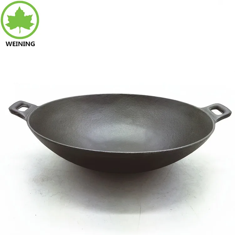 Asian Traditional Cookware Cast Iron Japanese Wok Korean Wok With Double Handles