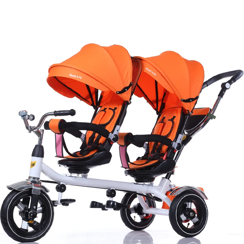 3 wheel push stroller twins kids trike baby tricycle bike for twins double seat tricycle for kids Alibaba