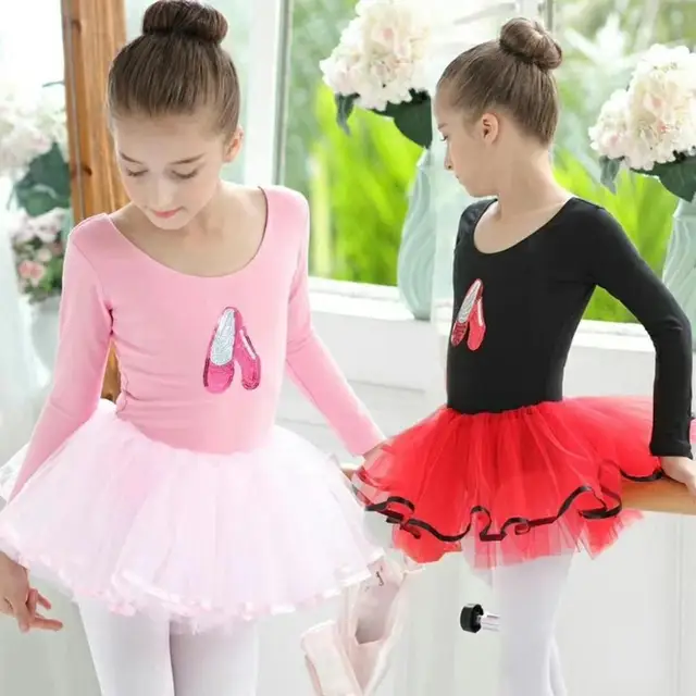 Little Girls Tutu Dress Leotard for Ballet Dance Sequin Costume Gymnastic Big Girls