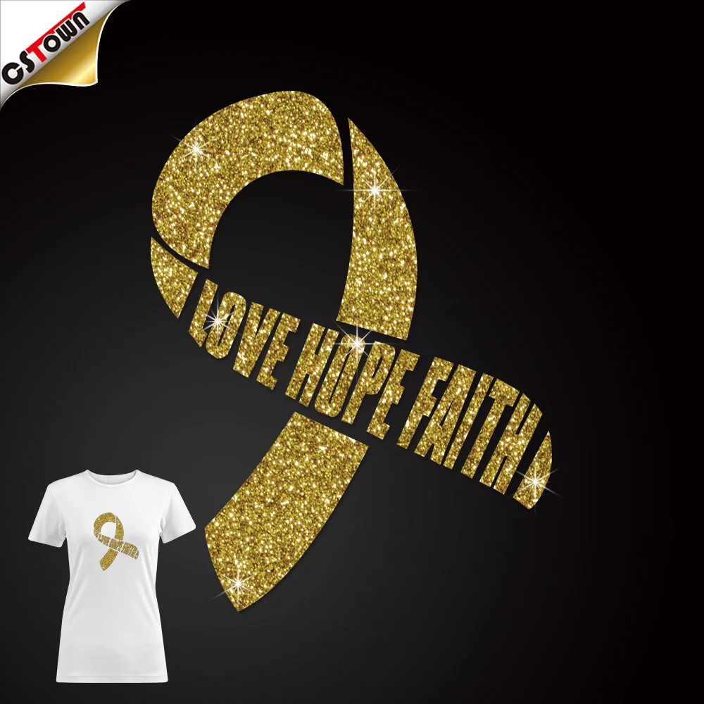 Source Gold cancer wholesale clothing design glitter heat transfer vinyl for on m.alibaba.com