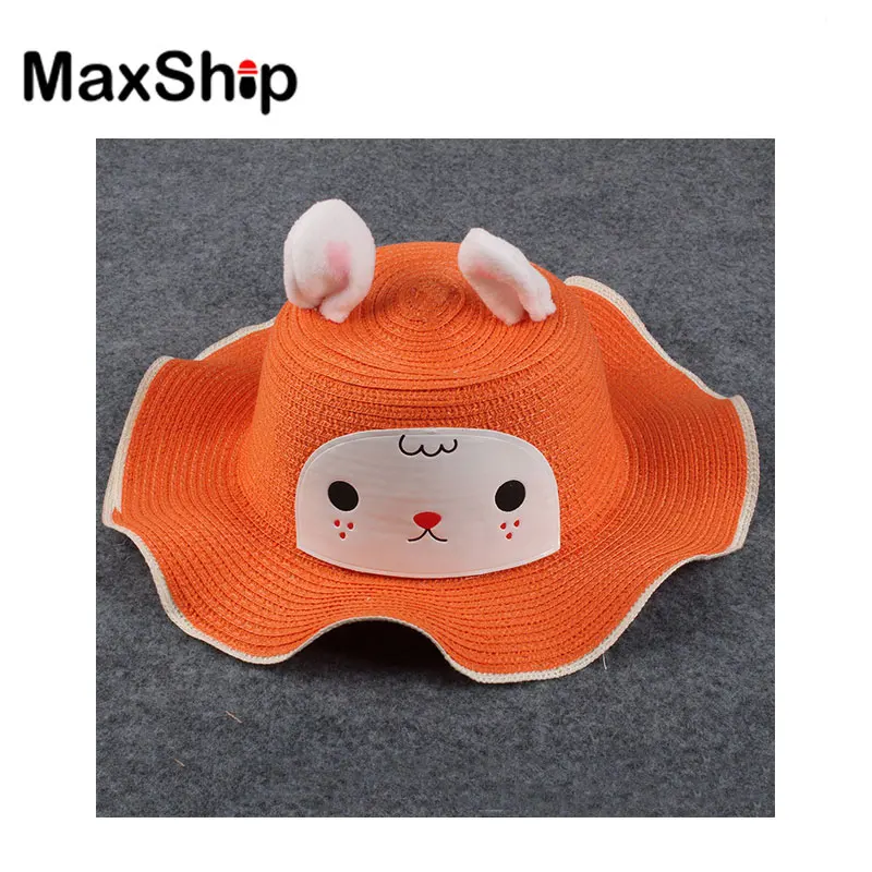 Новый стиль, детские шапки, мягкая бумажная Соломенная Шапка с ушками кролика