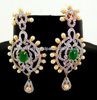 Designer CZ diamond earring-American diamond earrings - Long AD earring - online wholesale fashion jewelry