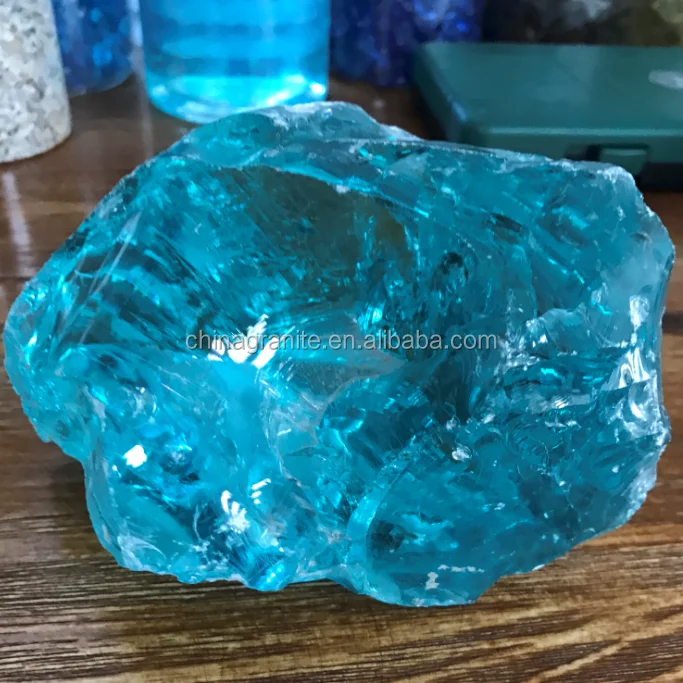 Wholesale Colored Large Landscaping Slag Glass Rocks Blue Decorative Large Glass Rocks For 7353