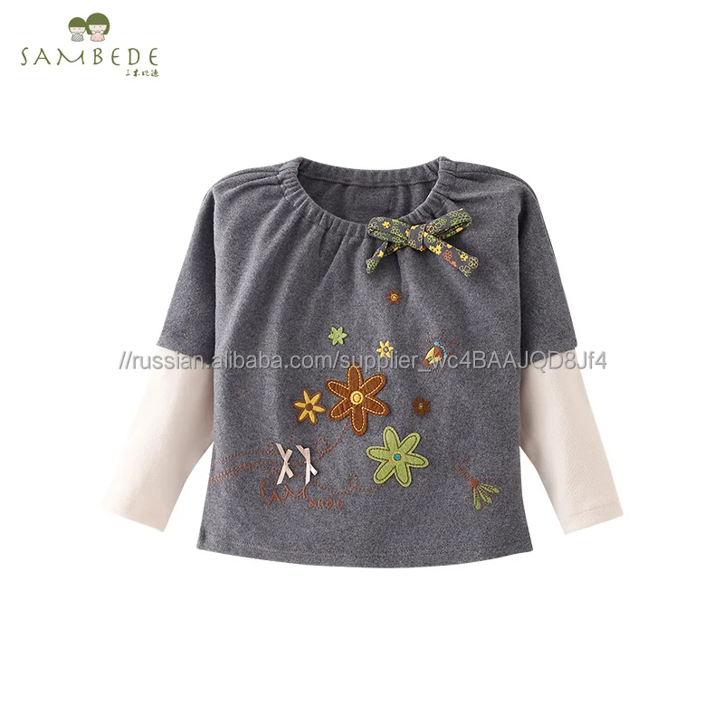 
 Sambede От 0 до 6 лет Детские вышитые с длинным рукавом Одежда для маленьких девочек футболка весна SM6D5632  