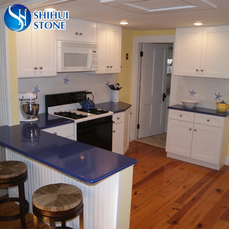 SHS Factory Artificial Blue Sparkle Quartz Stone Countertop with Top Quality