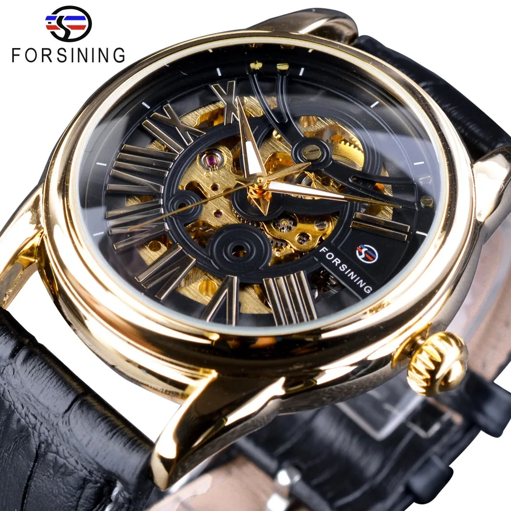 Forsining-montre-bracelet En Cuir Véritable Pour Hommes,Chiffres  Romains,Boîtier Arrière En Acier Inoxydable,Style  Décontracté,Automatique,Livraison Directe - Buy Automatique Montre-bracelet  Reloj Product on Alibaba.com