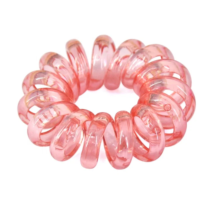Modern Style Candy Color Scrunchies Durable Delicate Spiraled Elastic Hair Bands Transparent Telephone Wire Hairband