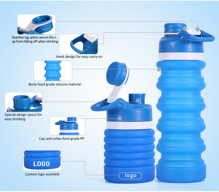Wholesale Kid Foldable Silicone BPA Free Drinking Bottle