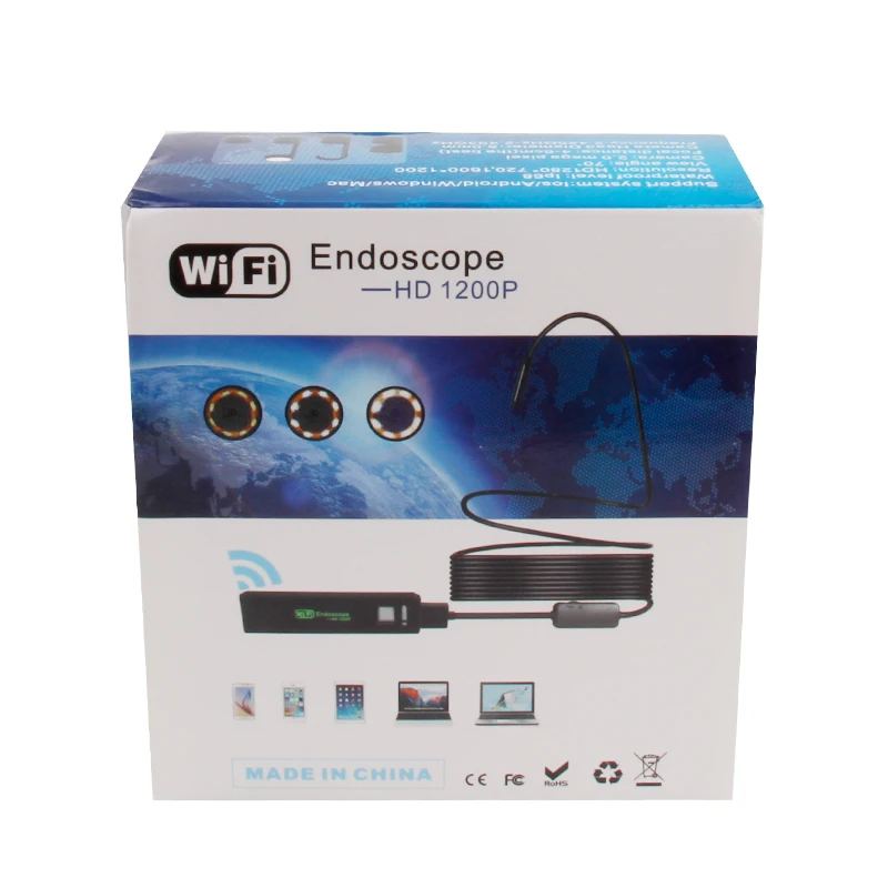 Endoscope Hd 1200p Camera Flexible Snake Borescope Ip68 Waterproof Pc