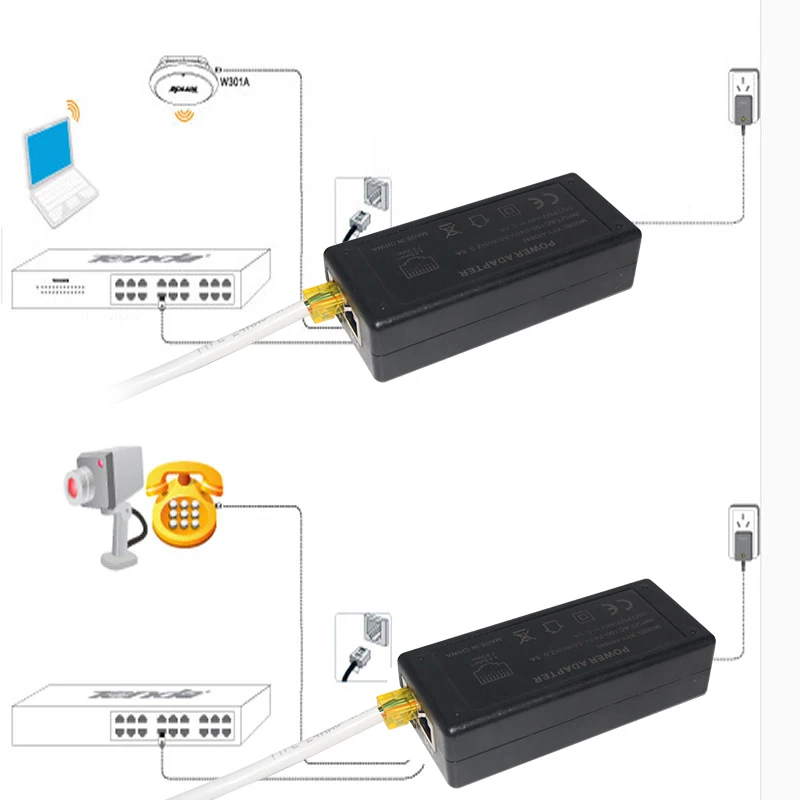 12V 48V 3a Two Output Poe Injector Ip Camera Powered Ethernet Extender 24V 1A Power Adapter Splitter