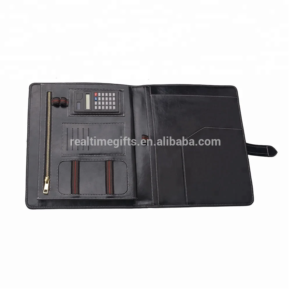 
Роскошная Многофункциональная офисная черная деловая папка A4 из искусственной кожи с калькулятором 