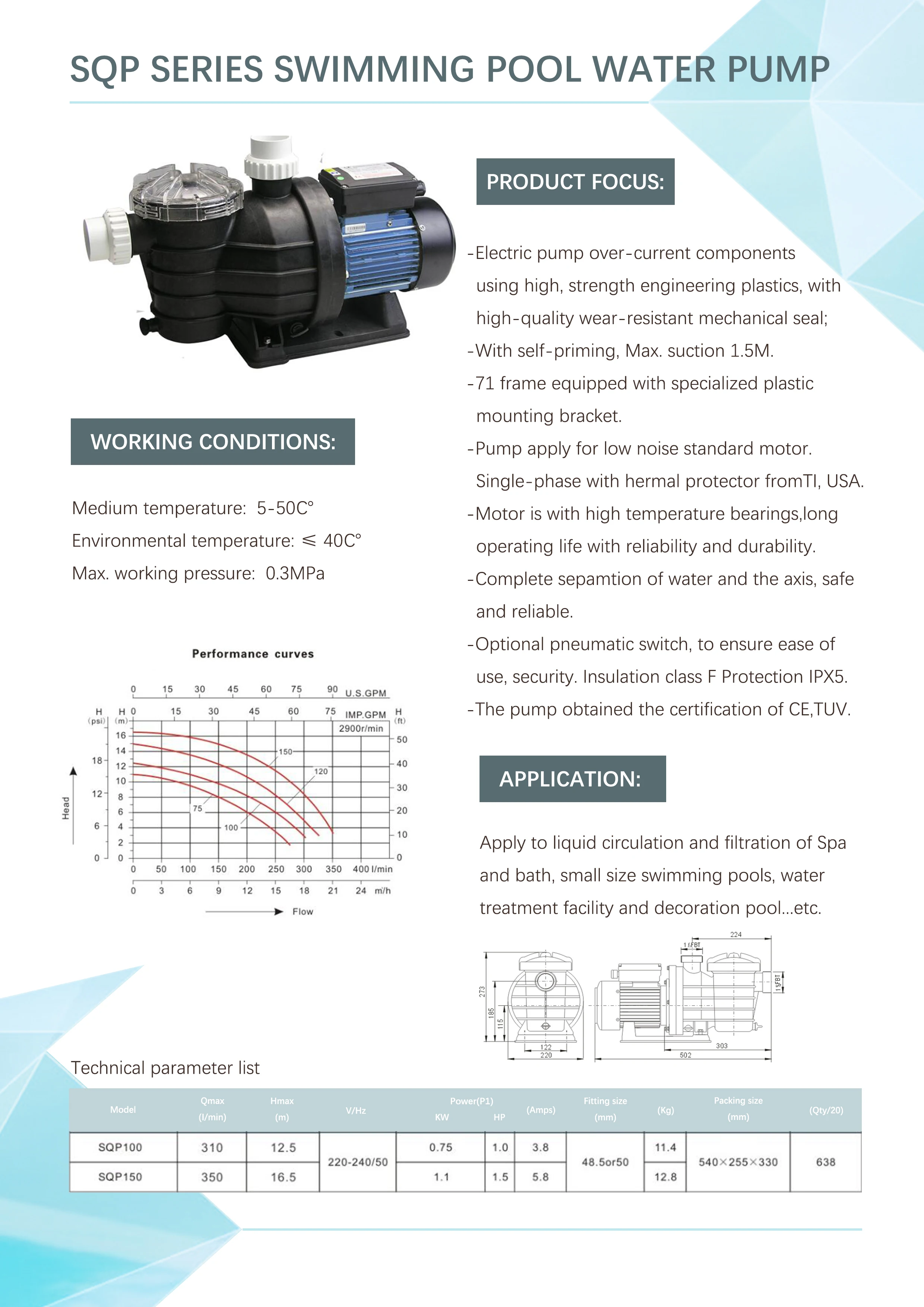 High Pressure Swimming Pool Water Circulation Pump - DAREMAY