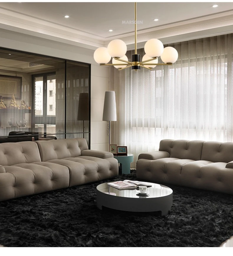 Современная белая люстра MARSDEN, латунная черная мраморная ручная люстра из дутого стекла с хрустальными шариками