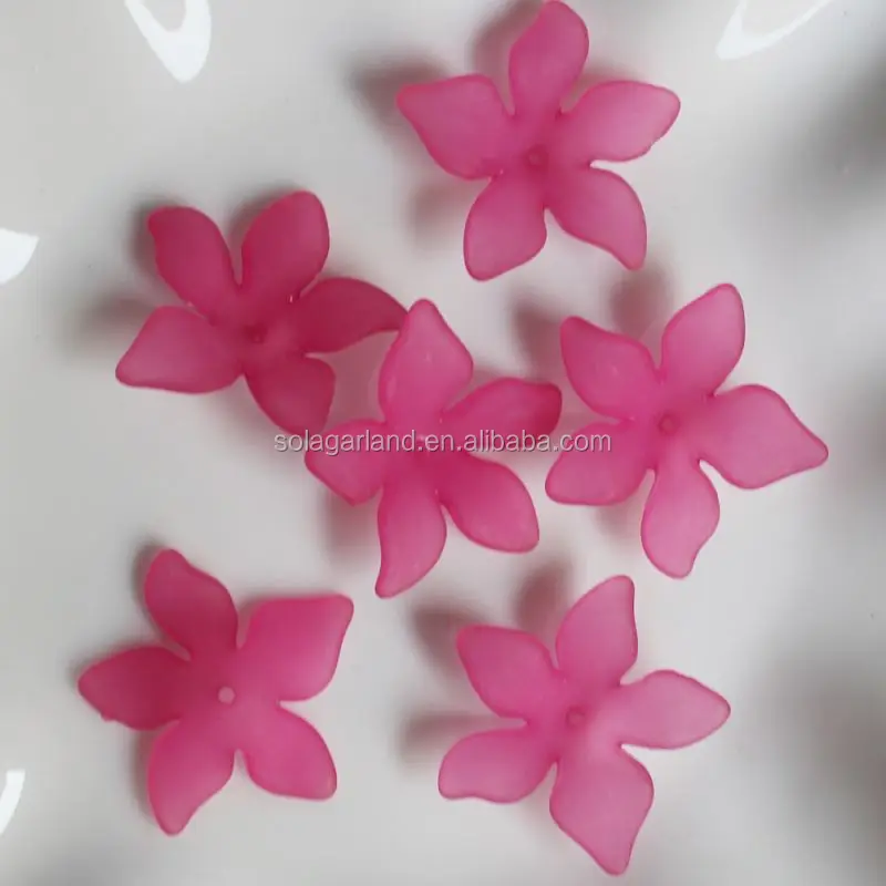 Matte Dull Dark Pink. Wholesale 240 Acrylic Lily Flower Beads