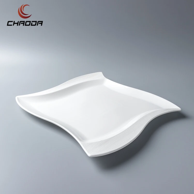 8-12 Inch Restaurant Creative Plates Corner Square Plate Airline Dinner Set  Porcelain Satellite Plate for Wedding Dinnerware