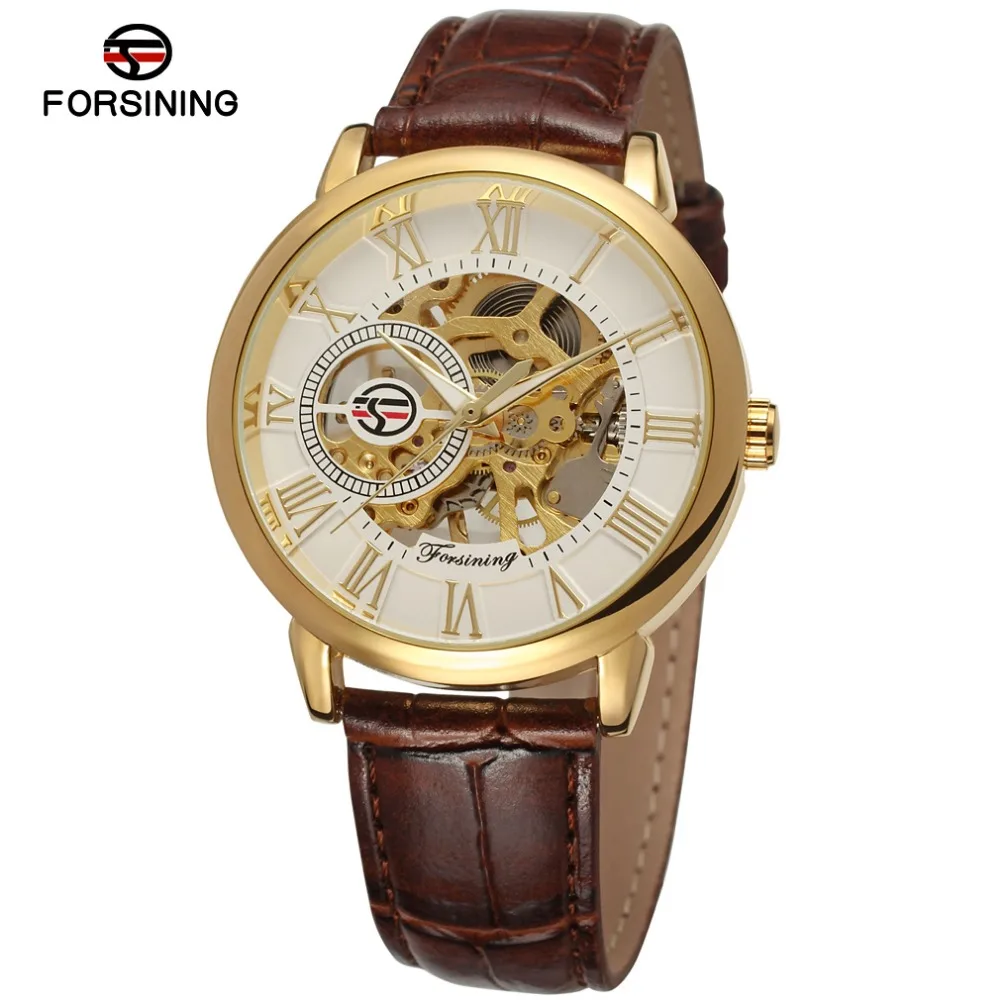 
Hot Sale China Factory Male Wholesale Watches Custom Logo Saat Forsining Hand Wind Leather Strap Men Mechanical Skeleton Watch 