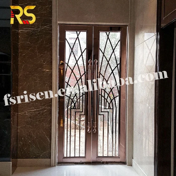 High End Customized Laser Cut Metal Decorative Glass Stainless Steel Door