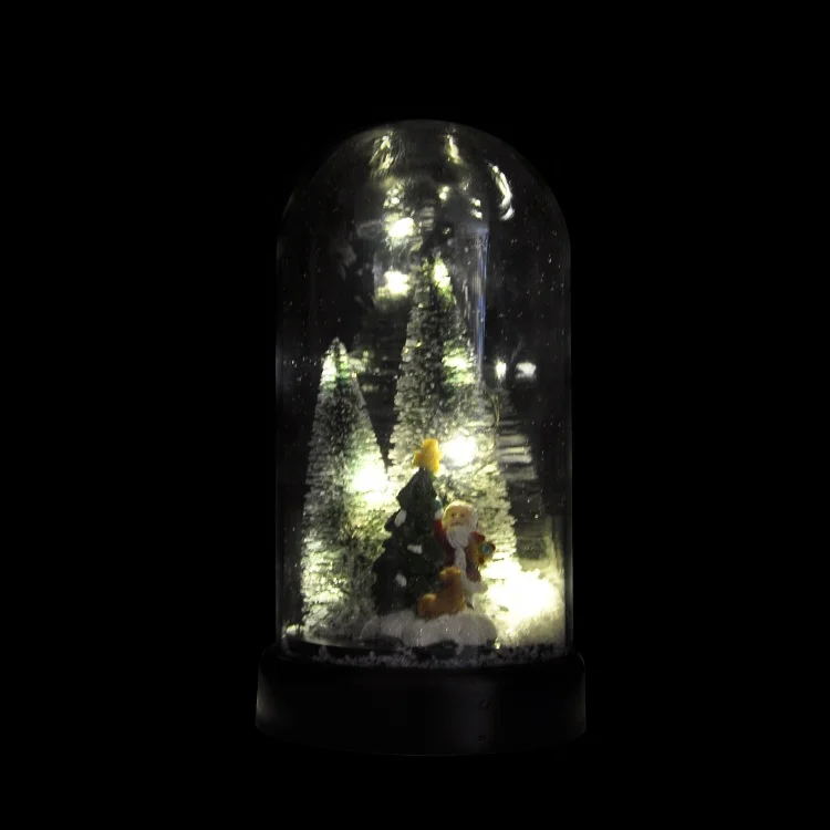 Display Glass Dome Cloche with plastic base and LED Night Light Table Lamp for Christmas Decoration manufacture