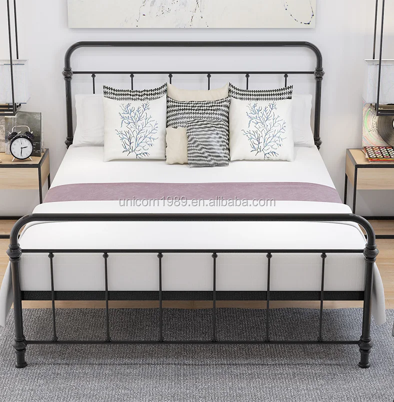 Wholesale Industrial Antique Wrought Iron Bed Platform King Size Copper