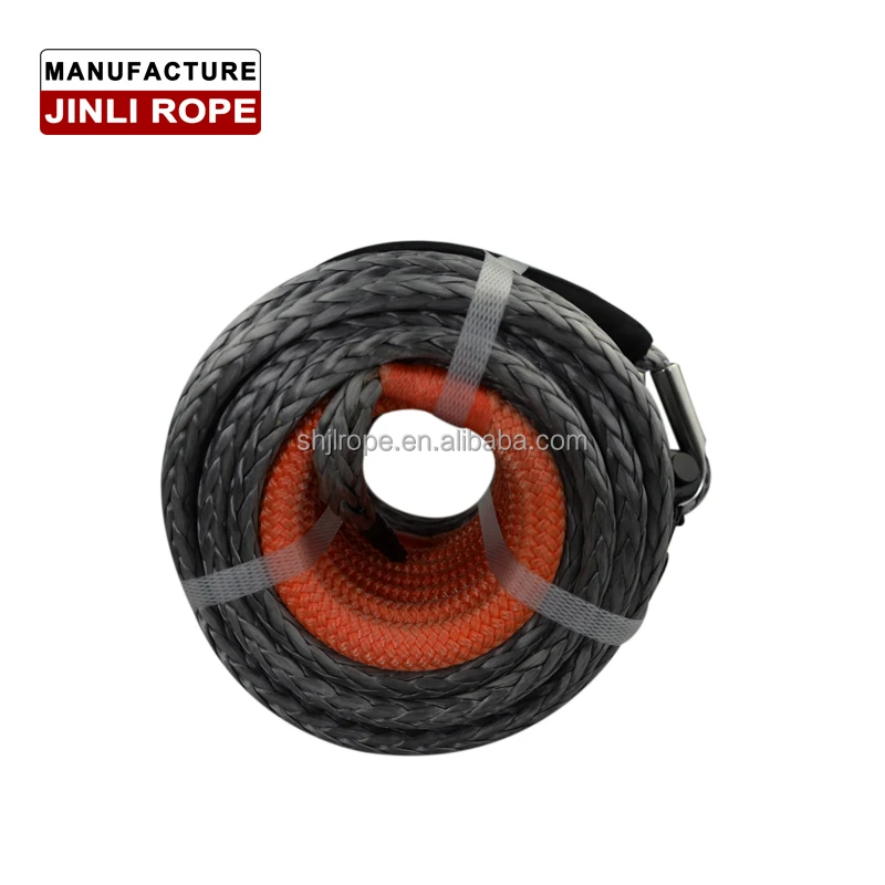 JINLI with Hook Grey Color 27000lbs 12mm 30m Winch Rope Synthetic