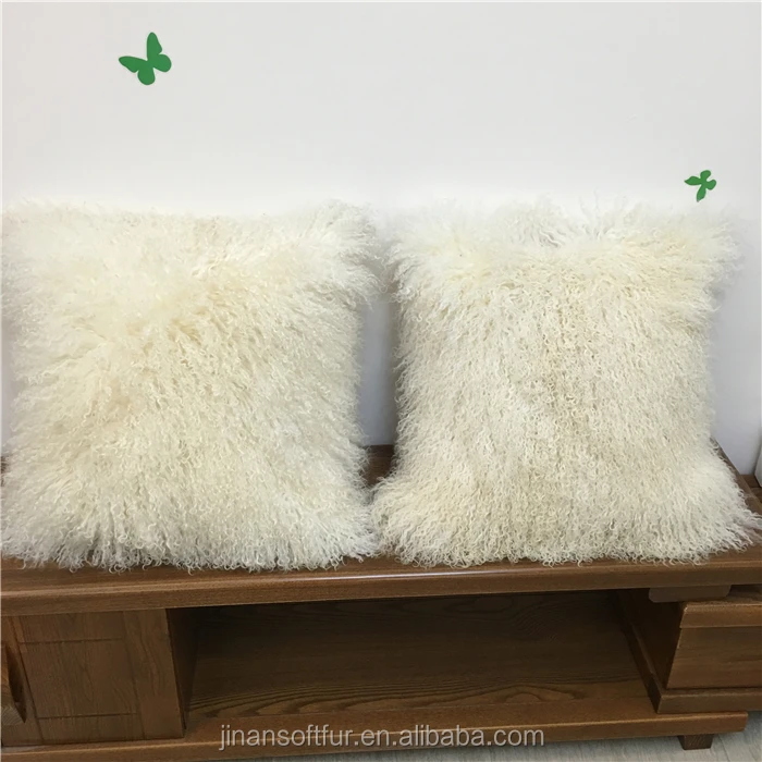 Luxury Mongolian Hairy Fur Pillow With White Color Buy Hairy Fur Pillowmongolian Lamb Pillows 