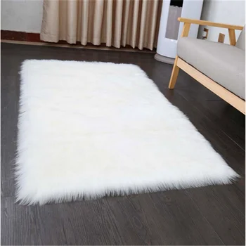Luxury and soft sheepskin rug carpet bed room living room area rug white faux fur rug