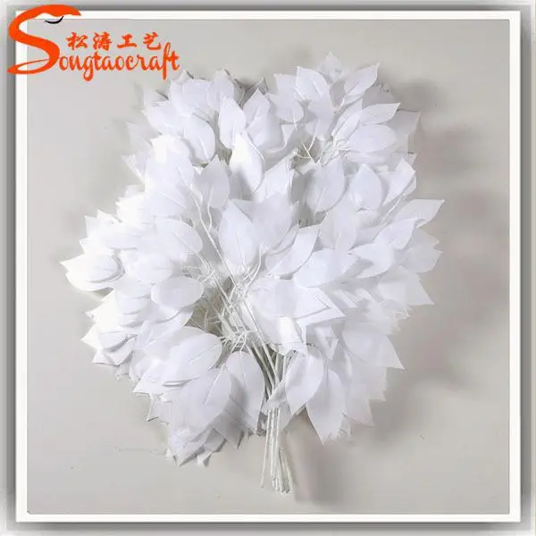 White Artificial Ficus Leaf Tree Plants of Leaves for Wedding Decor