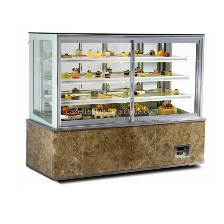 Rectangular Glass Pastry Cake Display Cooler Cabinet Cases