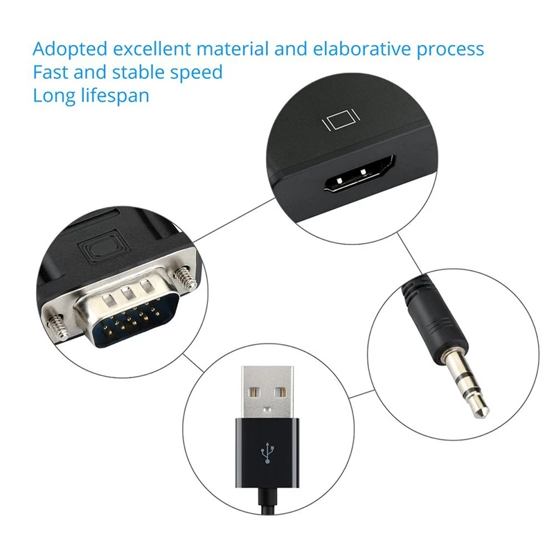 Converter Adapter Cable 15 Pin Vga Male To Hdmi Female Full Hd 1080p ...