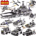 743pcs set DIY Educational 8 in 1 Armed Building Blocks Model Military Weapon Ship Tank Fighter