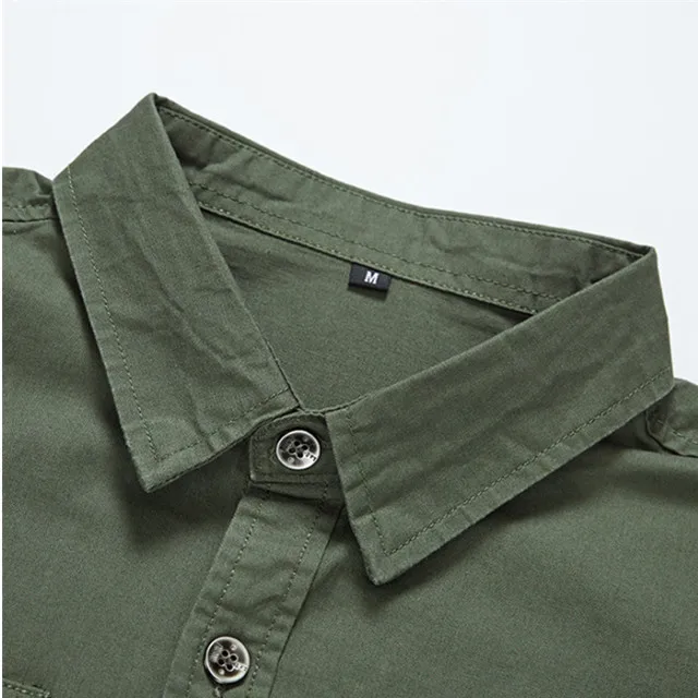2025New Latest Formal Design Long Sleeve Soft Cotton Two Pockets Mens Business Shirt