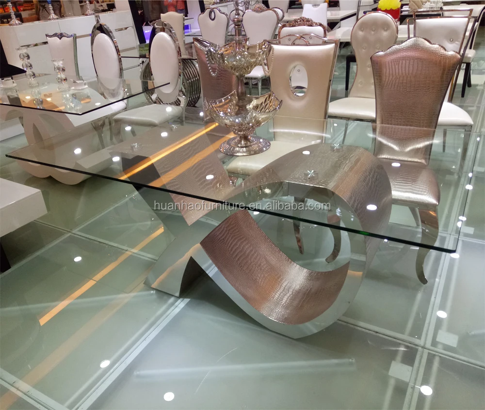 Grosir Furnitur Modern 8 Tempat Duduk Meja Makan Kaca Dengan Kursi Pernikahan Buy Meja Makan Kaca