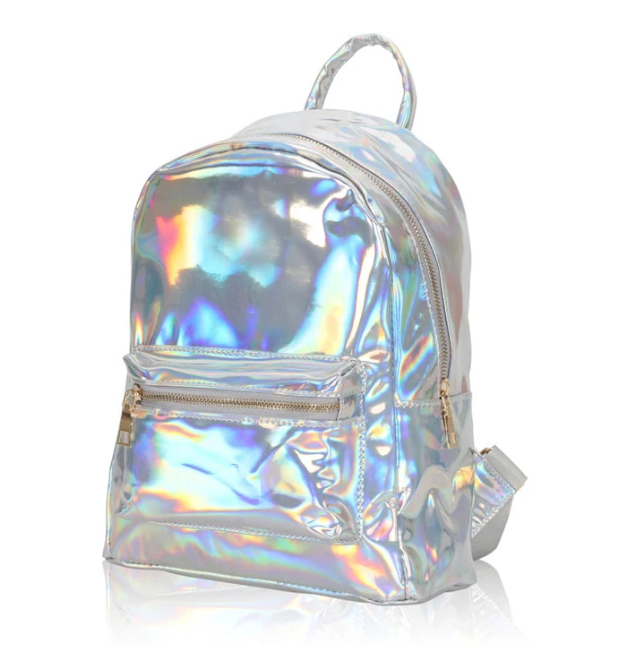 Hot Sale Rainbow School Bag Bookbag Girls Fancy Glitter Holographic