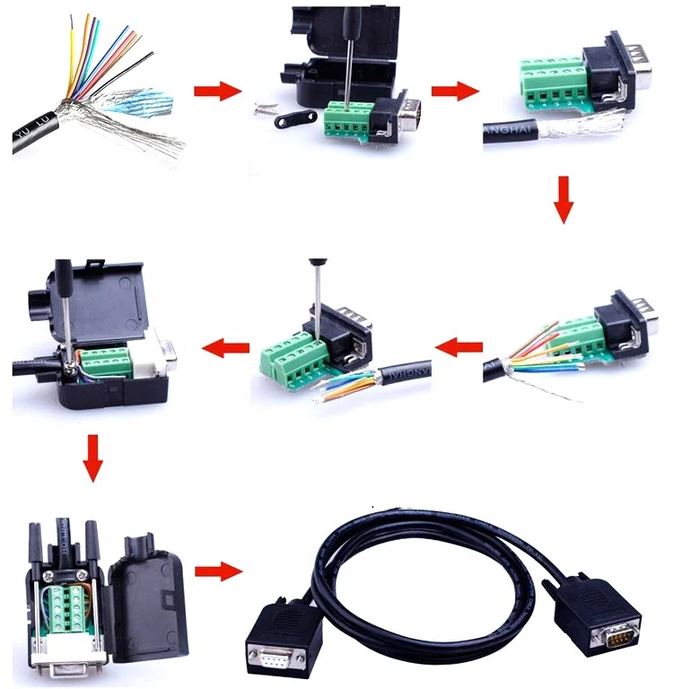 Oiyagai DB9 D-SUB Adapter – RS232/VGA Breakout, 9-polig, Mit Schraubklemmen